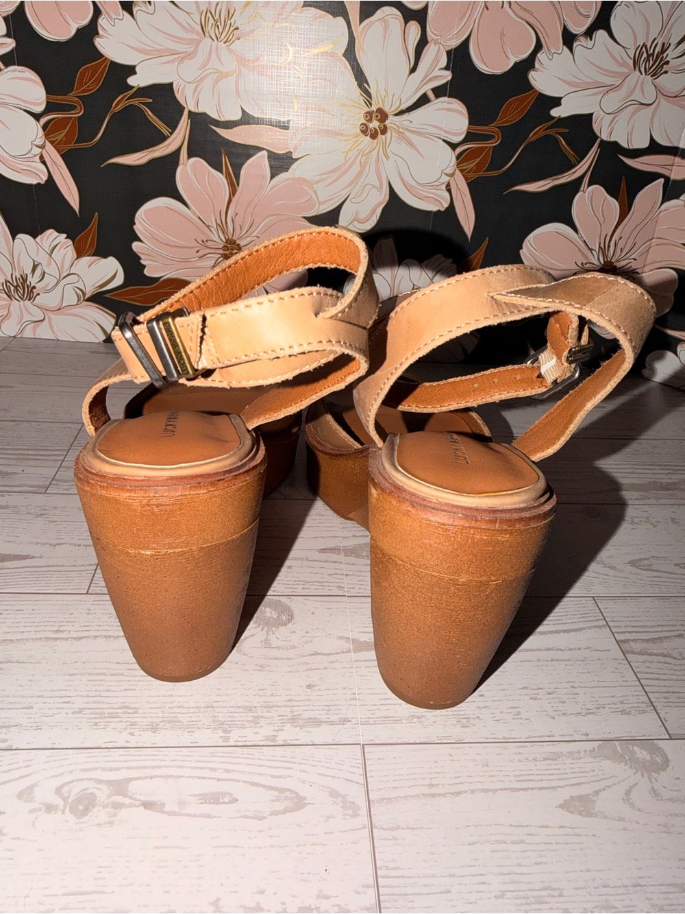 Lucky Brand Wyndin Tan Leather Platform Wedge Sandals 6.5 / 37 NWT - Picture 8 of 10